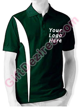 Designer Hunter Green and White Color T Shirts With Company Logo